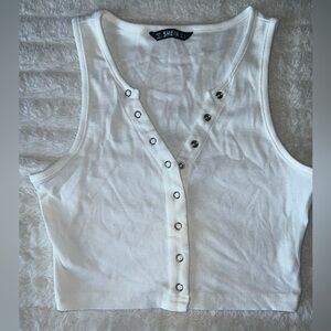 White Crop Top Button Up